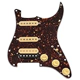 musiclily pro auto-split hss battipenna precablato pre-wired loaded pickguard con artec alnico 5 pickups per chitarra elettrica tipo strato, 4 strati tartarugato