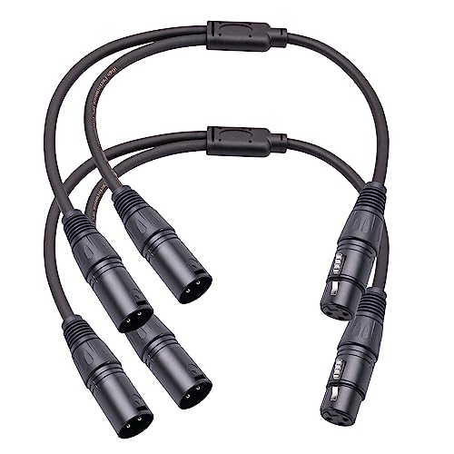 Szlliyxs 2 Pack Xlr Splitter 1 Female To 2 Male,Xlr Splitter Cable,1.5Ft Xlr Y Splitter Micrphone Cable,3Pin Xlr Female To Dual Xlr Male Y-Splitter Balanced Mic Audio Cables cover