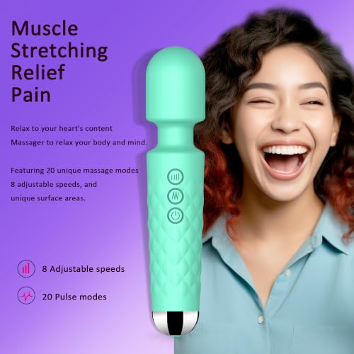 Image of SANJIANKE Vibrator Wand Sex Toys,Clit Stimulator Vibrators,Vibrator for Woman,Wand Massager Sex Toy,20 Patterns,8 Speeds of Pleasure,Quiet Adult Sex Toys,Waterproof, for Women Gifts (Green)
