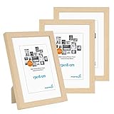 PHOTOLINI 3er Set Bilderrahmen 13x18 cm Modern Natur aus MDF mit Acrylglas/Portraitrahmen/Wechselrahmen