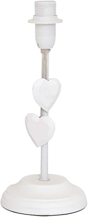 LOVELY Tischleuchte Weiß - Landhaus Lampe Mit Holzherzen E14