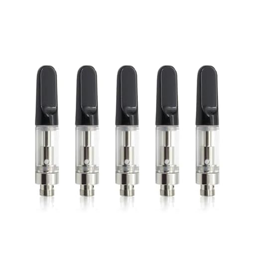 510 Glass Atomizer Tank, 0.5ml Capacity, 2.0mm Intake, Ceramic Mouthpiece, for Thick CBD Oil, Black, Pack of 5