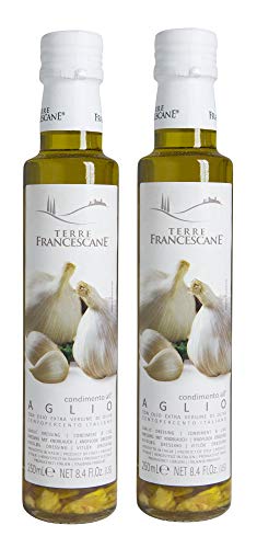 2er Pack Terre Francescane - Knoblauch-Öl - Extra Natives Olivenöl mit Knoblauch (2 x 250 ml)