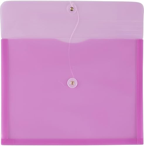 JAM PAPER Plastic Envelopes with Button & String Tie Closure - Letter Booklet - 9 3/4 x 13 - Lavender Purple - 3/Pack - Thumbnail 2