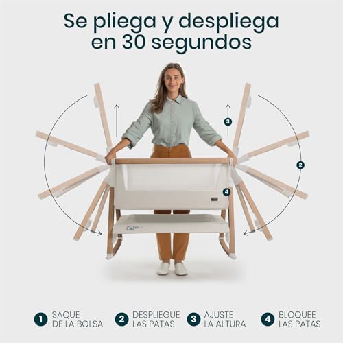 Miniatura 7 de Tutti Bambini Cozee Air Moisés Y Cuna Colecho Bebé - Cama Colecho Bebe Mecedora - Plegado Rápido - Bolsa De Transporte - Colchón Deluxe Transpirable Con 6 Alturas - 0-6 Meses Nogal Y Crudo
