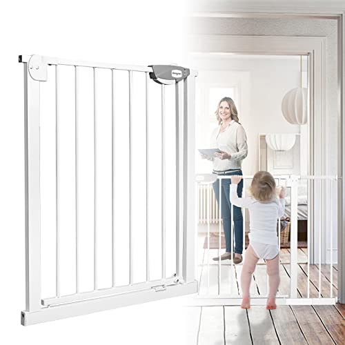 LARS360 Türschutzgitter Treppengitter Ohne Bohren Treppenschutzgitter für Kinder 90° Stop Safety Gate Schließt automatisch Metall Gitter (75-85 cm breit , Weiß) Cover