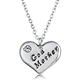Gift for Godmother Moon Heart Pendant Jewelry Godmother Necklace Mothers Day Gifts for Godmother Christmas Birthday Gifts