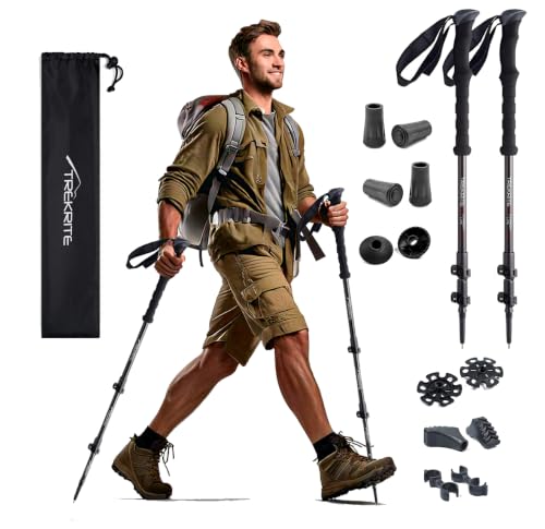 Trekrite 3K Carbon Fibre Walking and Hiking Poles, 2-Piece Set