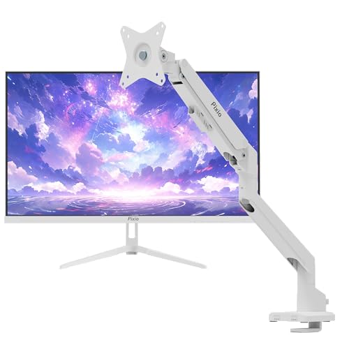 Image of Pixio PX275 Wave White 27 inch 100Hz Refresh Rate QHD 1440p Resolution IPS Panel 1ms MPRT Response Time Gaming Monitor and PS1S Wave White Single Monitor Arm - Fits up to 32 inches and 19.8lbs