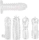 Sponver 5pack Threaded mace Condom Male Condom Adult Lock fine Ring Extended Sleeve Crystal Sleeve Transparent AP21