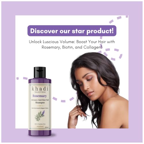 Image of Khadi Advance Anti Hair Fall Shampoo with Rosemary, Hydrolysed Collagen & Biotin | Khadi Natural Shampoo for Women & Men | Sulfate, SLS & Paraben Free 210 ml