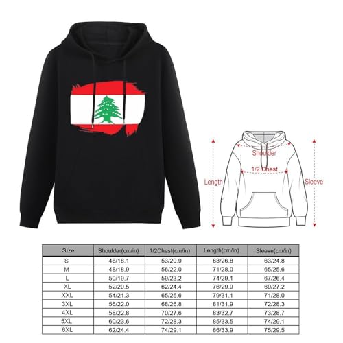 Lebanon Flag Unisex Casual Hoodies Long Sleeve Lightweight Pullover Tops Loose Sweatshirt with Pocket2