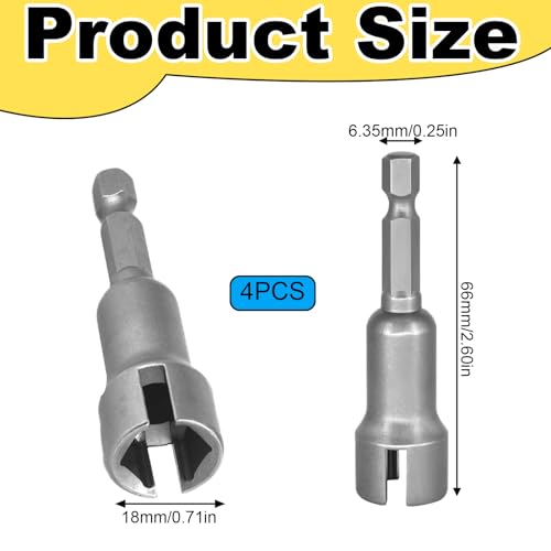 4 Stück Sechskantschaft Nuss Treiber Bit Teckschlüssel, 1/4 Zoll Hakenschraubendreher Flügelmutter Schraubendreher Set Stahl Hohem Kohlenstoffgehalt Stecknuss Werkzeug für Panelmuttern Schrauben C Hak