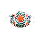 Peru Gift Arturo Ramos Traditional Andean Colorful Flower Washable Face Mask, White