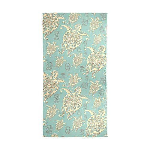 Sea Turtle Tortoise Terrapin Enthic Boho Pattern Women Long Silk Scarf, Shawl Chiffon Large Stole Headscarf, Lightweight Sunscreen Satin Scarves Wraps for Wedding Party Gift2