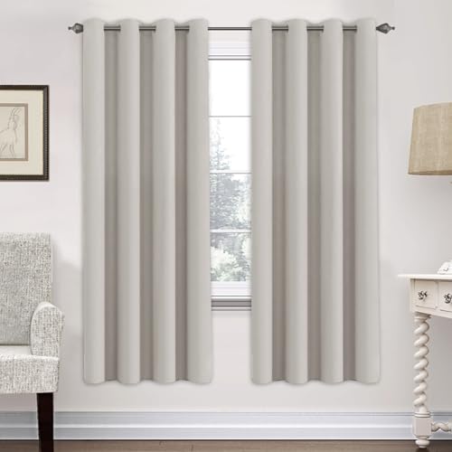 H.VERSAILTEX Premium Blackout Thermal Insulated Room Darkening Curtains for Bedroom/Living Room - Classic Grommet Top (2 Panels, Stone, 52 Inch by 72 Inch)