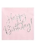 Générique – 20 servilletas de papel, diseño de rosas Happy Birthday Iridiscente, 33 x 33 cm