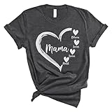 FLOCHIL Personalized Mama Shirt, Custom Mama Tshirts with Kid Name, Mothers Day Shirts for Women, Custom Gifts for Mamas, Mothers Day, Christmas