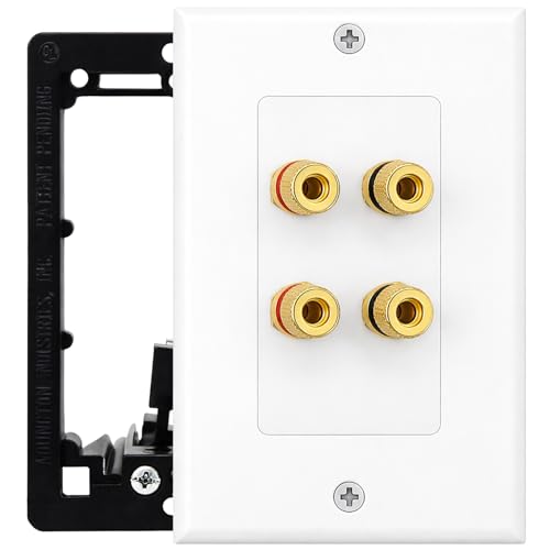 DIYTECH 2 Speaker Wall Plate, Home Theater Wall Plate, Gold Plated Binding Posts, for Home Theater Setup