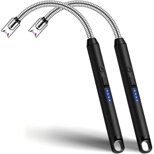Candle Lighter 2 Pack Long Reach Electronic BBQ Lighter Electric USB C Rechargeable Lighters for Candles Bbq Grill Gas Stove