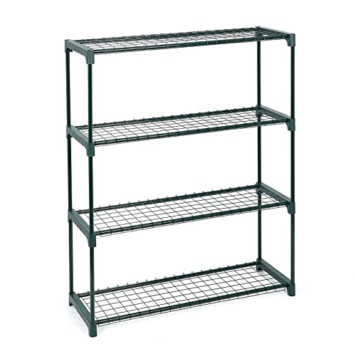 ZENO Shelf Storage Unit - 4 Tiers | Garden Shelving Plant Stand Rack | Office Shelving | Corner Plant Shelf Ladder Planter for Garden Balcony & Patio | Dark Green