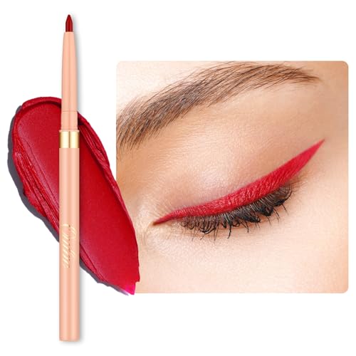 OULAC Crayon Yeux Waterproof, Eye Liner et Lip Liner Rouge Mat avec Couleur Intense, Eyeliner Anti-salissures Texture Lisse et Crémeuse, Tenue 12h+, Vegan (L08) Ruby