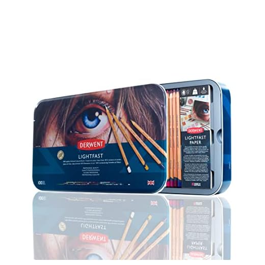 Derwent 2306017 - Set de 100 Lápices de Colores Lightfast a Base de Aceite, 100% Resistentes a la Luz, en 1 Caja Metálica