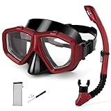 Replaceable Lenses Nearsighted Snorkel Set - Customizable Shortsighted Anti-Fog Mask & Full Dry Top Silicone Snorkel for Adults Youth