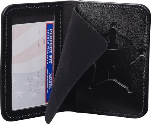 Perfect Fit Shield Wallets Milwaukee County Sheriff badge and ID Case Hidden Badge Bi-Fold Style Wallet (Cutout PF-768) Black Leather2