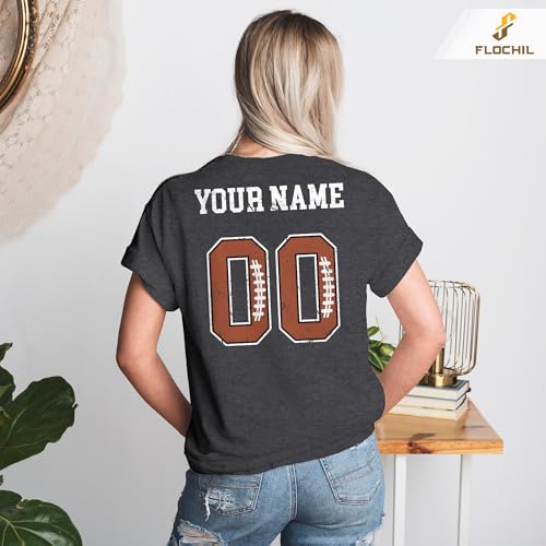 FLOCHIL Personalized Football Mom Shirts for Women, Custom Football Shirt for Girlfriend4