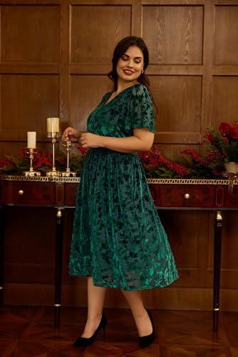 Image of TIYOMI Plus Size Velvet Dress for Women Formal Cocktail Satin Dresses for Wedding Guest XL-5XL (14W-28W)
