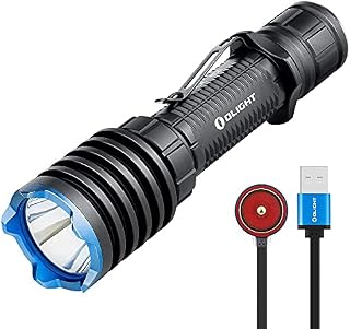 OLIGHT Warrior X Pro Recharageable Tactical Torch Flashlight Max 2100 Lumens 500 Meter Throw Magnetic Tail Switch Light, 3 Meter Drops Vibrating Power Indicator with Battery for Hunting