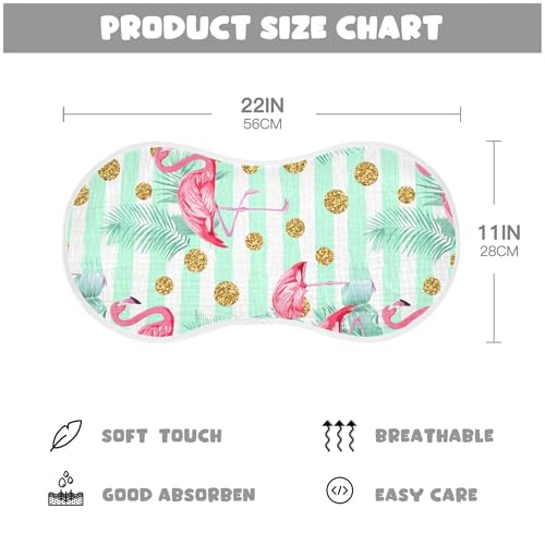 xigua Flamingos Muslin Baby Burp Cloths Set of 4, Super Soft & Absorbent Burping Rags, Cotton Burp Clothes Shower Gift for Newborn, Baby Girls and Boys4