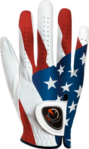 easyglove Flag_USA-2-M-R Men's Golf Glove (White)