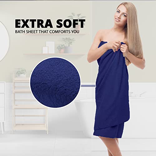 NAUSHA 2 x Super Large Bath Sheets Towels (80 x 140cm) 100% Egyptian Cotton 600 GSM, Royal Blue, 80 x 140 cm - Image 2