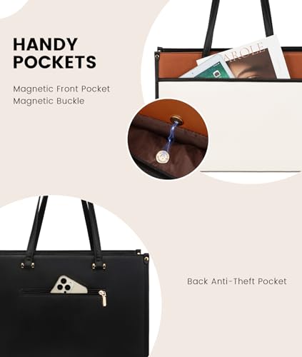 Lovevook Laptop Bag For Women, 15.6 Inch Laptop Tote Bag 2-In-1 Professional Work Bag Business Briefcase With Clutch Purse, Waterproof Leather Computer Handbag Shoulder Bag For Teacher Office Travel thumb #3