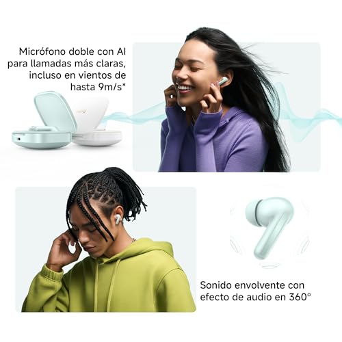 XIAOMI Redmi Buds 6 Green – Autonomie de la Batterie 42 h, Son Hi-FI avec Double Pilotes, 49 DB ANC, 4 Modes EQ, réduction du Bruit AI, Charge Rapide, Bluetooth 5.4, Prise en Charge Google Fast Pair