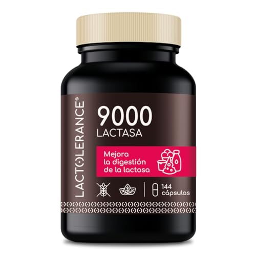 LACTOLERANCE 9000 | Lactasa 9000 FCC | 144 Cápsulas | Intolerancia a la Lactosa | Mejora la Digestión | Alivio Inmediato | Protección 1h | Formato Ahorro | 100% Natural y Sin Aditivos