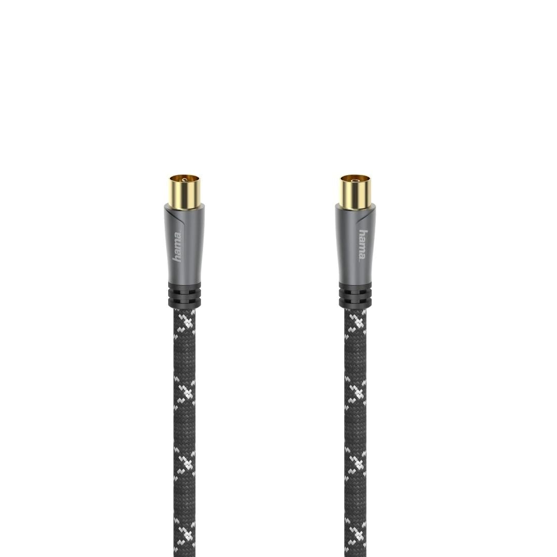 Hama Kabel antenowy premium (120 dB, poczwórne ekranizowanie, włókna aramidowe, pozłacany, 3m) czarny/szary
