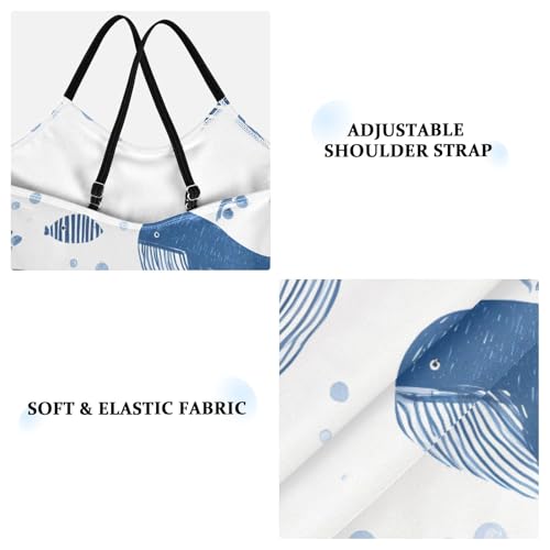 Girls Swimsuit Blue Whale Fish Bubbles Pattern One Piece Swimwear3