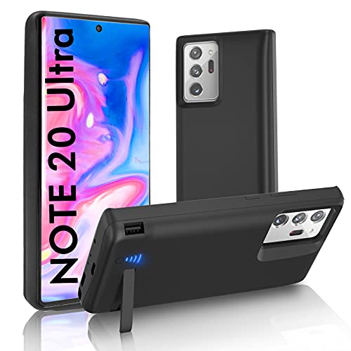 [Upgraded] SlaBao Galaxy Note 20 Ultra Battery Case, Priority Charging Case with Kickstand & USB, 6000mAh Portable Backup Charger Case for Samsung Note 20 Ultra 5g - Black