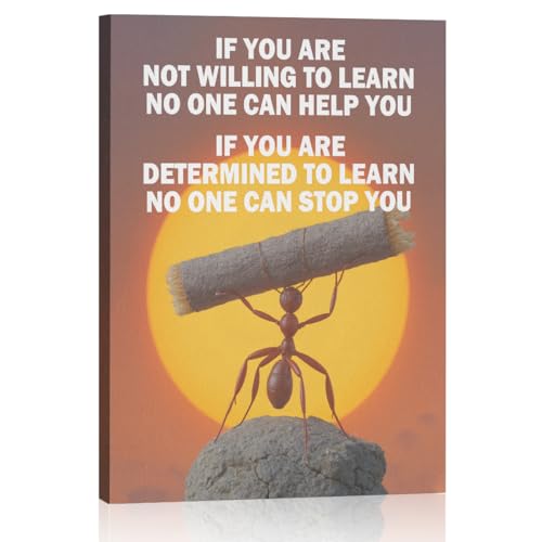 Ant Motivational Framed Canvas Wall Art, Inspirational Quote Decor Wall Painting, Positive Affirmation Poster Modern Decor for Home Living Room Bedroom Bathroom Office Laundry room, 11.4"x15"