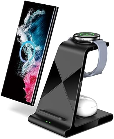 Wireless Charger Stand for Samsung S23 Ultra/S23/S23+, Samsung Wireless Charging Station for Samsung Z Fold 4/S22/S22 Ultra/S21, Samsung Watch Charger for Galaxy Watch 5 Pro/5/4, Galaxy Buds2 Pro