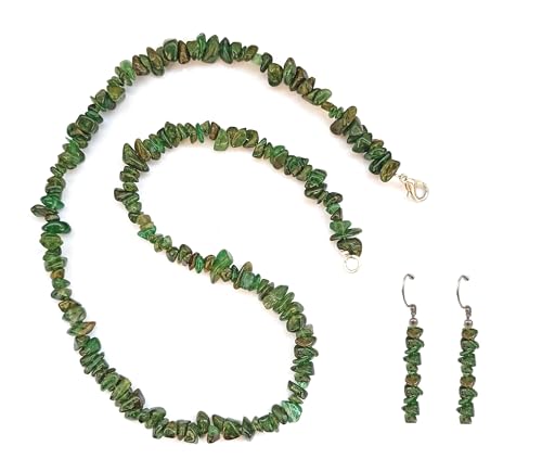 Juego de joyas de aventurina verde collar pendientes plata ley mujer