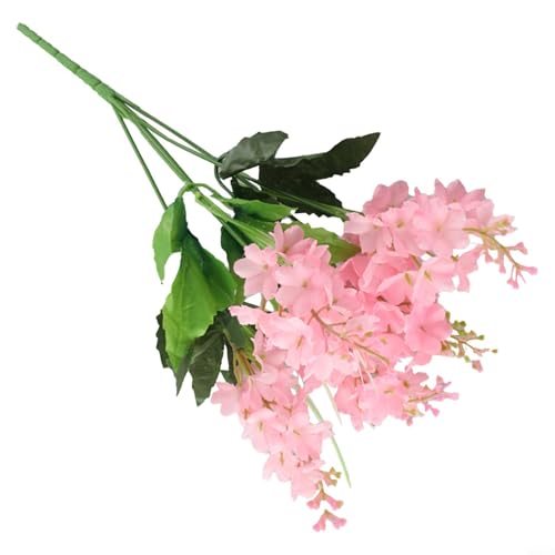 Per piante decorative, fiori di giacinto finto al tatto, pianta di lavanda verde, arbusti di seta per bouquet di briglie nuziali, per interni ed esterni, casa, cucina, piante decorative in vaso (rosa)