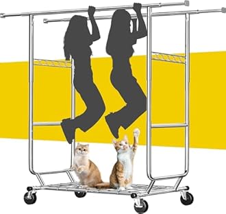 Raybee Clothes Rack Load 630LBS, Heavy Duty Clothes Rack, Rolling Clothing Racks for Hanging Clothes with Wheels, Adjustable & Commercial Garment Rack, 22" D x 75" W x 68" H
