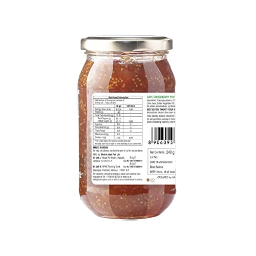 Image of Bhuira Cape Gooseberry Preserve - 470g | All Natural No Added Preservatives, Artificial Colors | Handmade Himachal Vegan Spread | Breakfast Dessert Jam | Healthy Snack