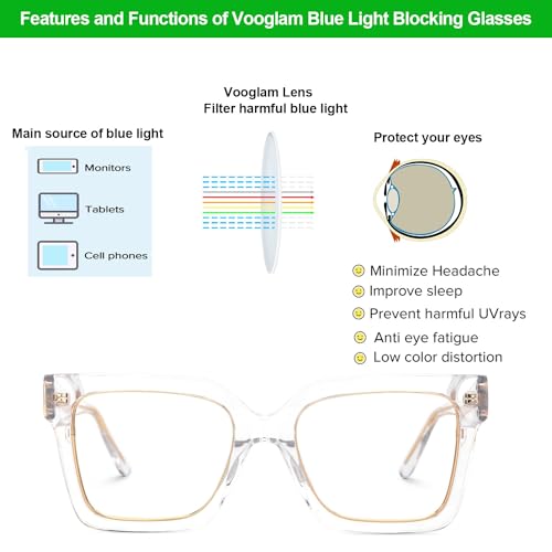 Image of VOOGLAM Square Blue Light Glasses for Women Men Anti Eyestrain Dry Eyes Computer Phone TV Eyewear Ibrahim