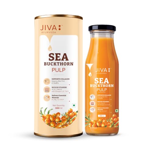 Image of JIVA Ayurveda Sea Buckthorn Pulp 300 ml | Natural Sea Buckthorn Juice | Fruit Pulp (300 ml (Pack of 1), Fruit Pulp)