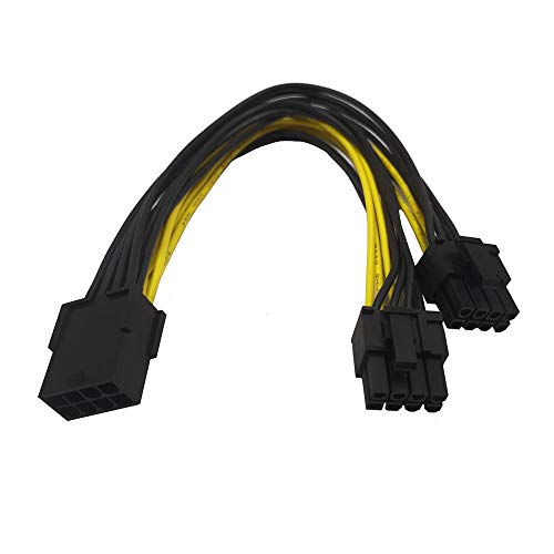 ZkeeShop 8 Pin Female to Dual 8Pin (6+2) Male Splitter Power Adapter Cable GPU Power Cable 8 Inch (1PCS)